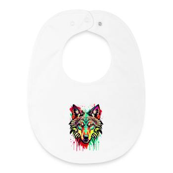 Loup coloré - Loup coloré - J’aime les loups - Bavoir bébé bio - blanc - Devant