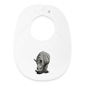Realistischer Rhino Kreativdesign - Baby Organic Lätzchen - Weiß - Vorne