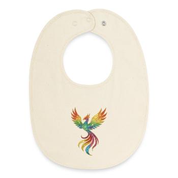 Rainbow Phoenix Spark Splendor - Baby Organic Bib - soft Ecru - Front