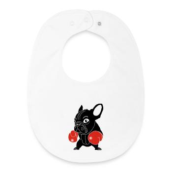 Chien noir boxeur - Bavoir bébé bio - blanc - Devant