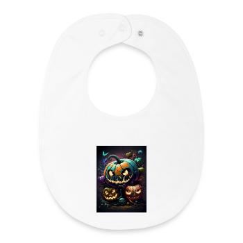 Glowing Halloween pumpkins in the night forest - Baby Organic Bib - white - Front