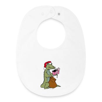 Alligator Eating Gifts - Baby Organic Bib - white - Front