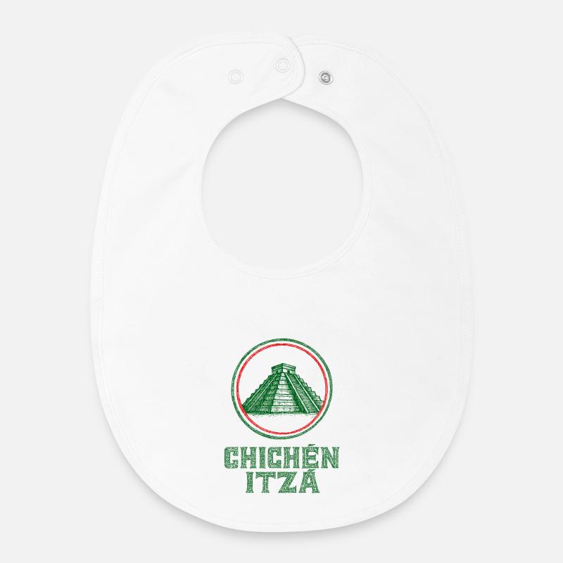 Chichen Itza Temple Flag Mexico - Baby Organic Bib - white