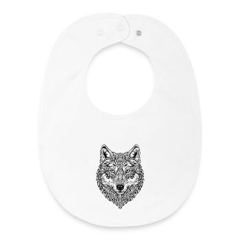 Tête de loup celtique - Bavoir bébé bio - blanc - Devant