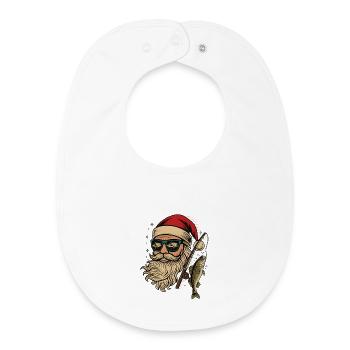 Pêcheur Père Noël Pêcheur Pêche Père Noël - Bavoir bébé bio - blanc - Devant