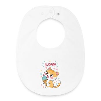 Chat gourmand cornet glace festif - Baby Organic Bib - white - Front