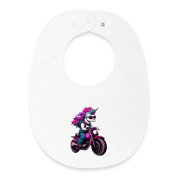 Licornes moto - Bavoir bébé bio - blanc - Devant