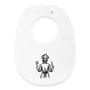 Father’s Kitchen Soul – Chef Line Art Design - Baby Organic Lätzchen - Weiß - Vorne