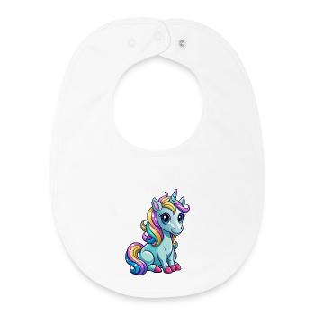 Sitting unicorn - Baby Organic Bib - white - Front