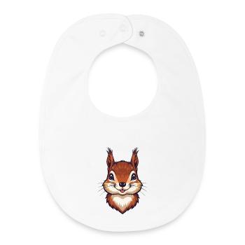 Cute Squirrel Head - Baby Organic Bib - white - Front