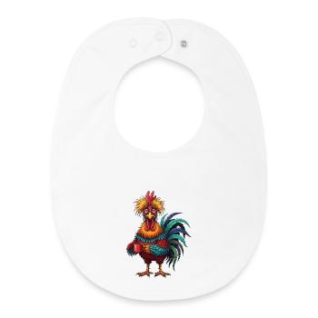 Coq vif avec tasse de café - Bavoir bébé bio - blanc - Devant