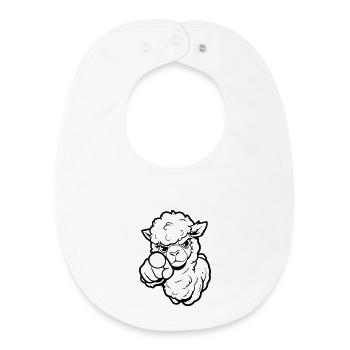 Alpaga coquin te pointe du doigt - Bavoir bébé bio - blanc - Devant