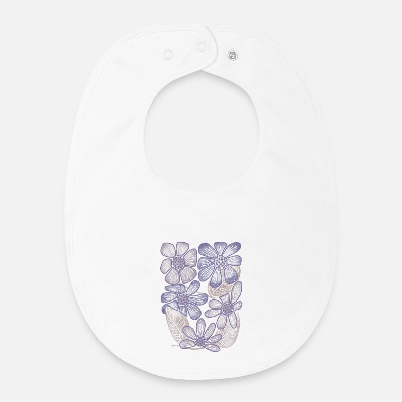 Imprimé floral Lavender Bloom - Bavoir bébé bio - blanc
