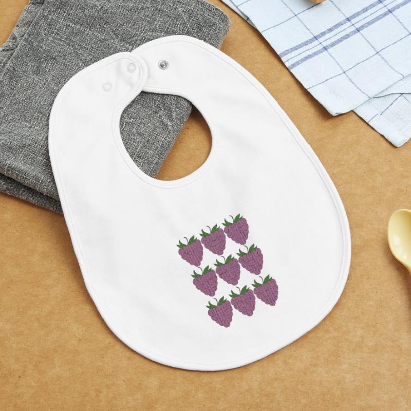 raspberry pattern textile Baby Organic Bib