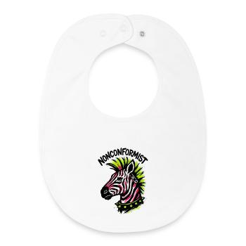 Zèbre Punk Non conformiste Crête Fluo Style Rocker - Bavoir bébé bio - blanc - Devant