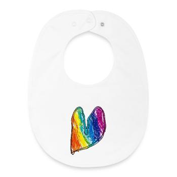 Rainbow Heart Wax Crayon - Baby Organic Bib - white - Front