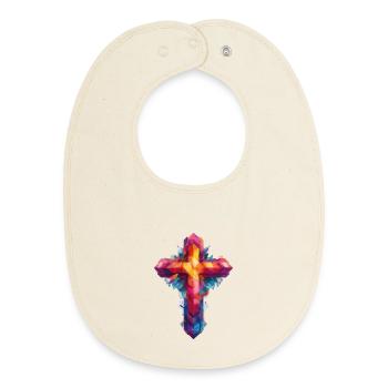 Christianisme croisé - Bavoir bébé bio - écru doux - Devant