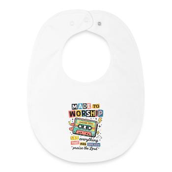 Made to Worship Retro Cassette - Baby Organic Bib - white - Front