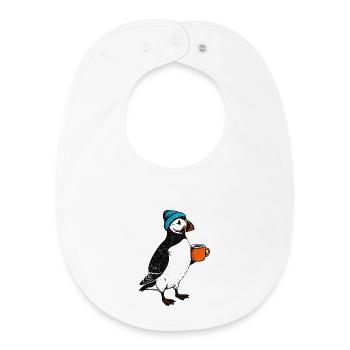 Kaffee Puffin - Baby Organic Lätzchen - Weiß - Vorne