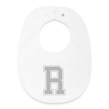 Monogramm Blue Grey College House Initial R - Baby Organic Lätzchen - Weiß - Vorne
