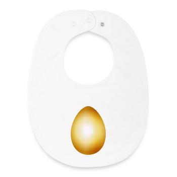 Oeuf d’or - oeuf de poule doré pour Pâques - Bavoir bébé bio - blanc - Devant