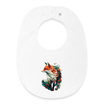 Fuchs Artwork Polygon Origami Orange Grün Edel - Baby Organic Lätzchen - Weiß - Vorne