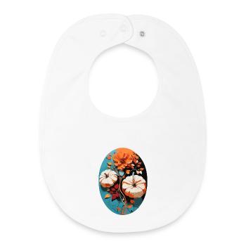 Pumpkin with flowers - Baby Organic Bib - white - Front