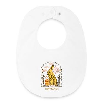 Lapin de Pâques sous le soleil du soir - Bavoir bébé bio - blanc - Devant