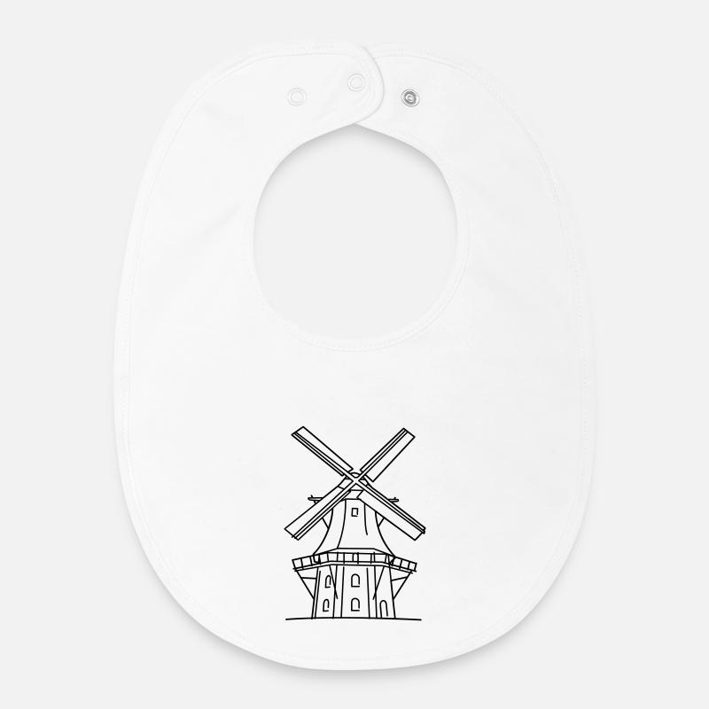 Moulin à vent - Bavoir bébé bio - blanc