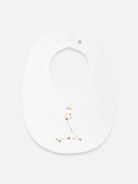 Pisces Zodiac Sign Star Constellation Golden Tones - Baby Organic Bib - white