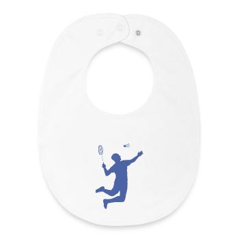 Minimalist Badminton Silhouette Design - Baby Organic Bib - white - Front