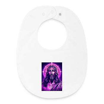 Neon Jesus mit Heiligenschein - Baby Organic Lätzchen - Weiß - Vorne