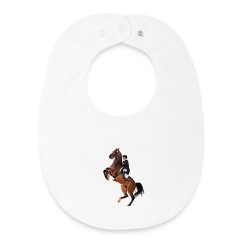 Cavalier élégant sur cheval cabré - Bavoir bébé bio - blanc - Devant