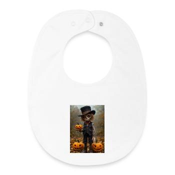 Épouvantail hanté avec citrouilles - Bavoir bébé bio - blanc - Devant