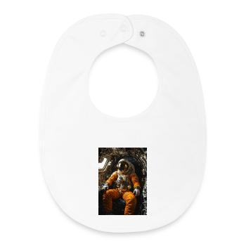 Astronaut in Orange Suit Inside Capsule - Baby Organic Bib - white - Front