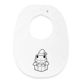 Illustration de grenouille de Noël dans une boîte cadeau - Bavoir bébé bio - blanc - Devant