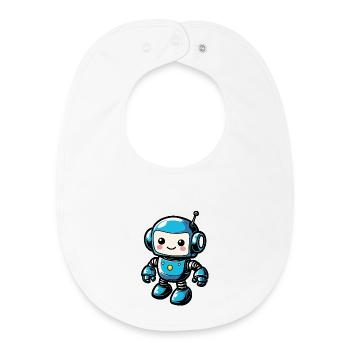 Blauer Roboterfreund Sticker - Baby Organic Lätzchen - Weiß - Vorne
