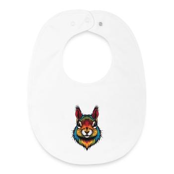 Colorful squirrel animal color explosion - Baby Organic Bib - white - Front