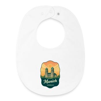 Münchner Frauenkirche Deutschland Vintage Sunset Abzeichen - Baby Organic Lätzchen - Weiß - Vorne