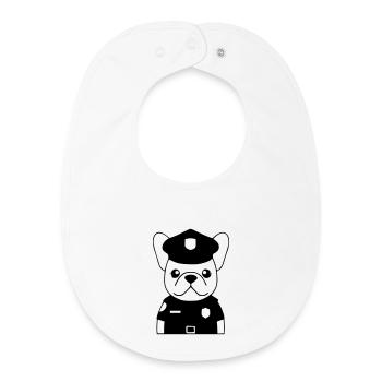 Frenchie Polizist Hund Schwarz - Baby Organic Lätzchen - Weiß - Vorne