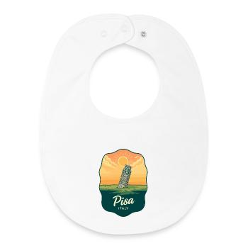 Pisa Leaning Tower Vintage Sunset Badge - Baby Organic Bib - white - Front