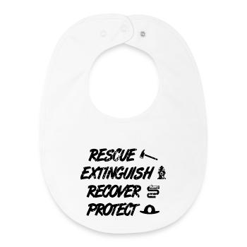Rescue Extinguish Recovery Protect - Baby Organic Bib - white - Front