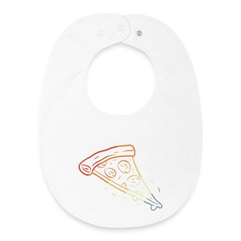 Croquis rétro de part de pizza - Bavoir bébé bio - blanc - Devant