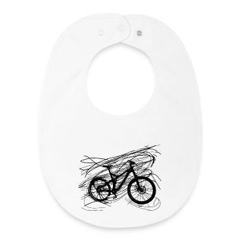 Dessin au trait de vélo - Bavoir bébé bio - blanc - Devant