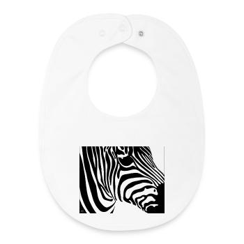 Zebraprint: Kontraststreifen - Baby Organic Lätzchen - Weiß - Vorne