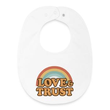 Retro Rainbow Liebe und Vertrauen - Baby Organic Lätzchen - Weiß - Vorne