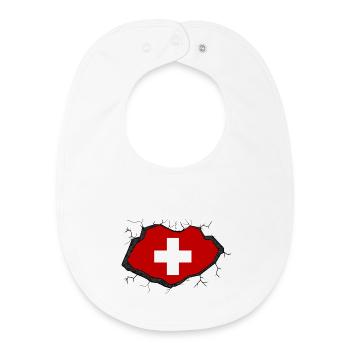 Drapeau suisse - Bavoir bébé bio - blanc - Devant