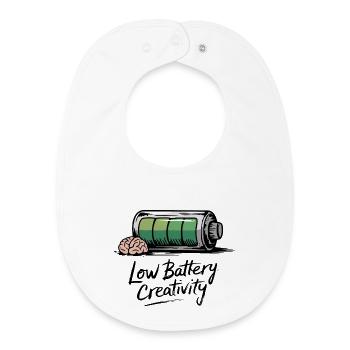 Humour créatif – batterie vide, idées perdues - Bavoir bébé bio - blanc - Devant