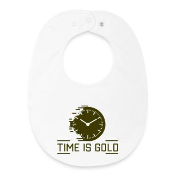 Zeit ist goldene Uhr - Baby Organic Lätzchen - Weiß - Vorne