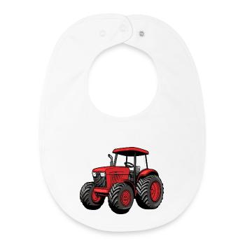Roter Traktor Cartoon – Landwirtschaftsstil - Baby Organic Lätzchen - Weiß - Vorne